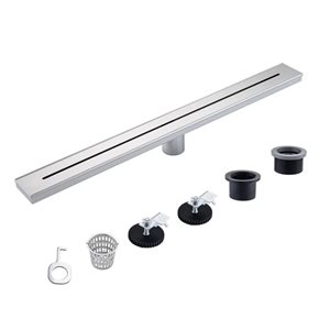 RAINLEX 28-in W Linear Stainless Steel Shower Drain - Brushed Nickel