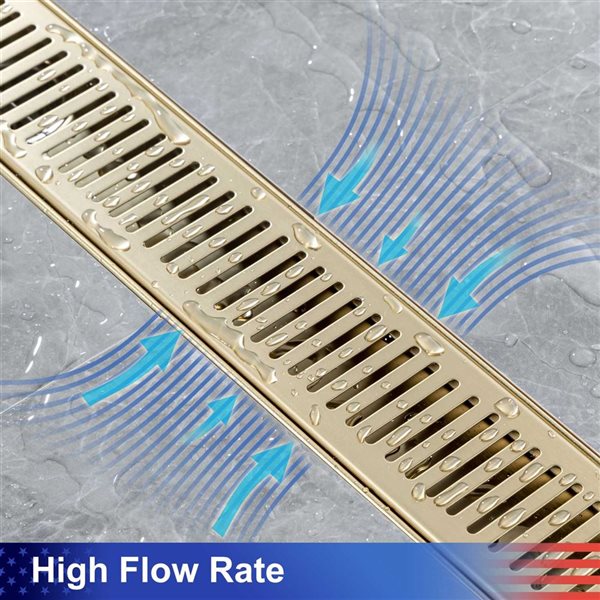 RAINLEX 36-in W Linear Stainless Steel Shower Drain - Brushed Gold