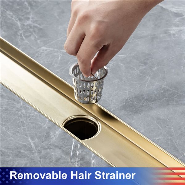 RAINLEX 36-in W Linear Stainless Steel Shower Drain - Brushed Gold
