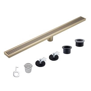 RAINLEX 36-in W Linear Stainless Steel Shower Drain - Brushed Gold