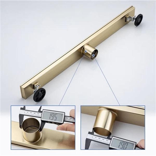 RAINLEX 28-in W Linear Stainless Steel Shower Drain - Brushed Gold