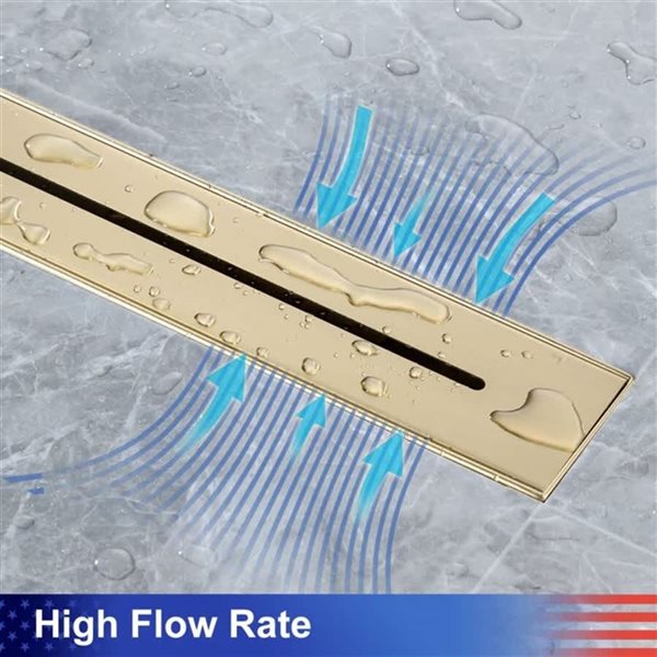 RAINLEX 28-in W Linear Stainless Steel Shower Drain - Brushed Gold