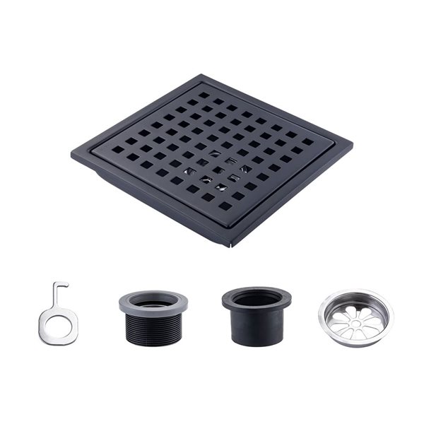 Drain de douche linéaire RAINLEX 6 po en acier inoxydable, noir mat
