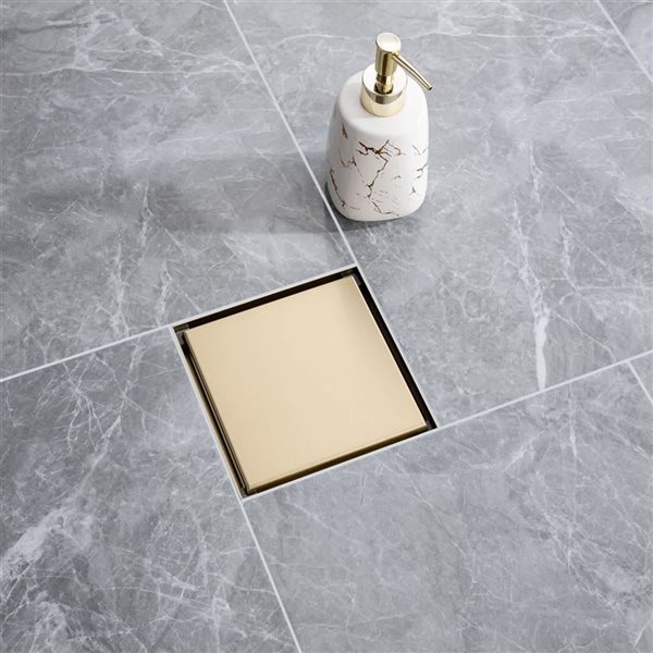 RAINLEX 6-in W Linear Stainless Steel Shower Drain - Brushed Gold