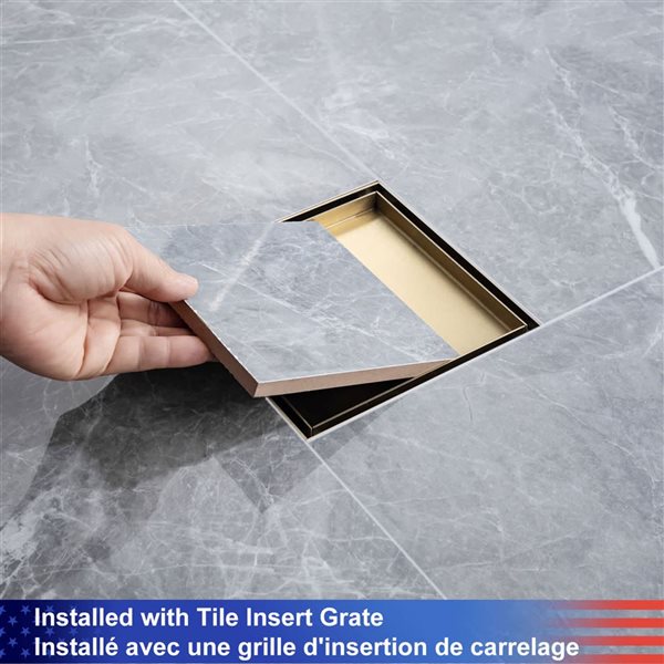 RAINLEX 6-in W Linear Stainless Steel Shower Drain - Brushed Gold