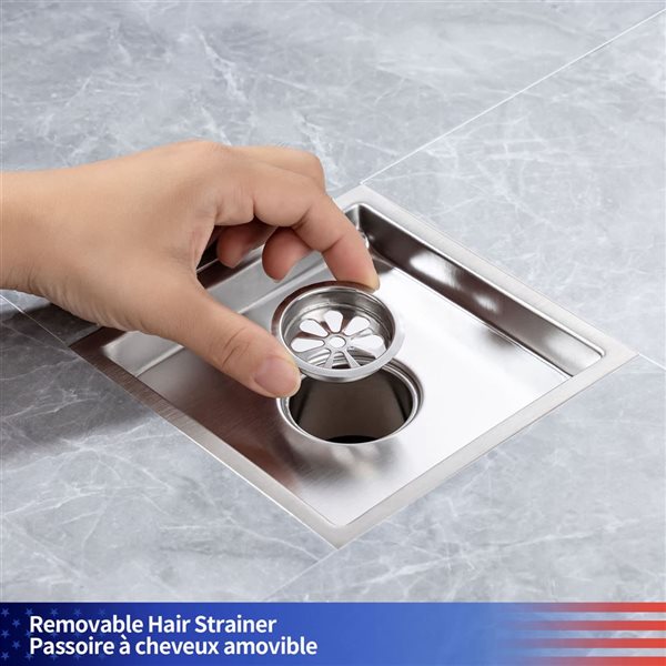 RAINLEX 6-in W Linear Stainless Steel Shower Drain - Brushed Nickel