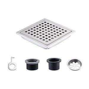 RAINLEX 6-in W Linear Stainless Steel Shower Drain - Brushed Nickel