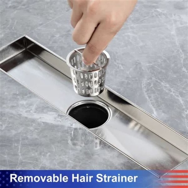 RAINLEX 12-in W Linear Stainless Steel Shower Drain - Brushed Nickel