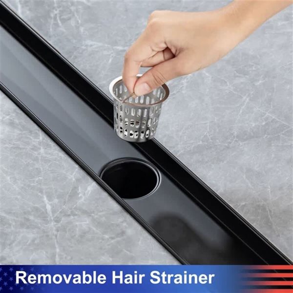 RAINLEX 24-in W Linear Stainless Steel Drain - Matte Black