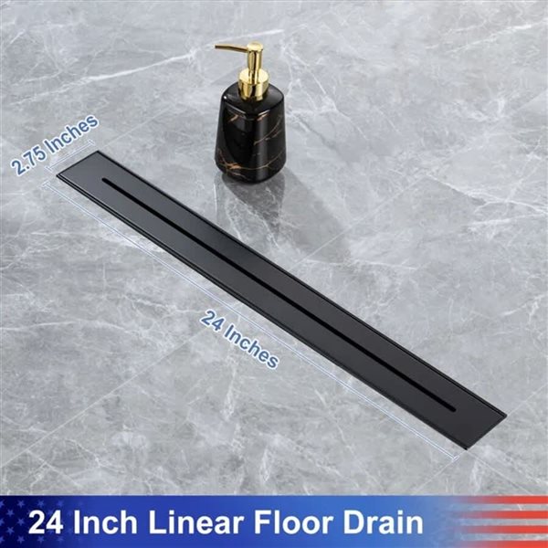 RAINLEX 24-in W Linear Stainless Steel Drain - Matte Black