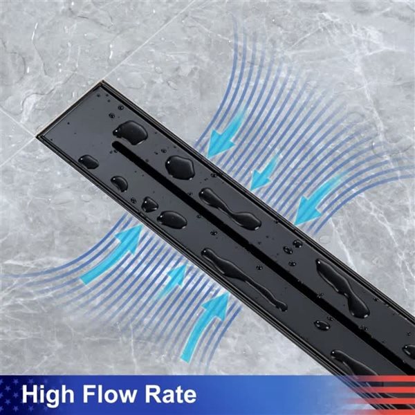 RAINLEX 24-in W Linear Stainless Steel Drain - Matte Black