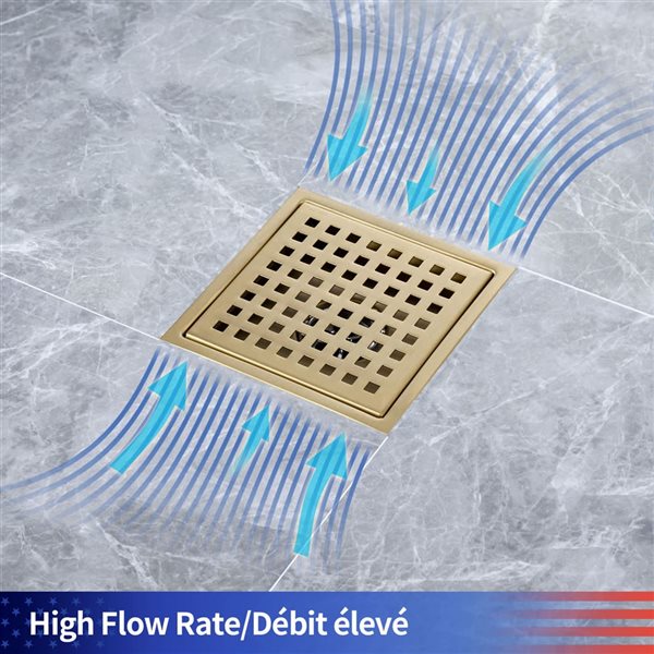 RAINLEX 6-in W Linear Stainless Steel Shower Drain - Brushed Gold