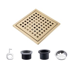 RAINLEX 6-in W Linear Stainless Steel Shower Drain - Brushed Gold