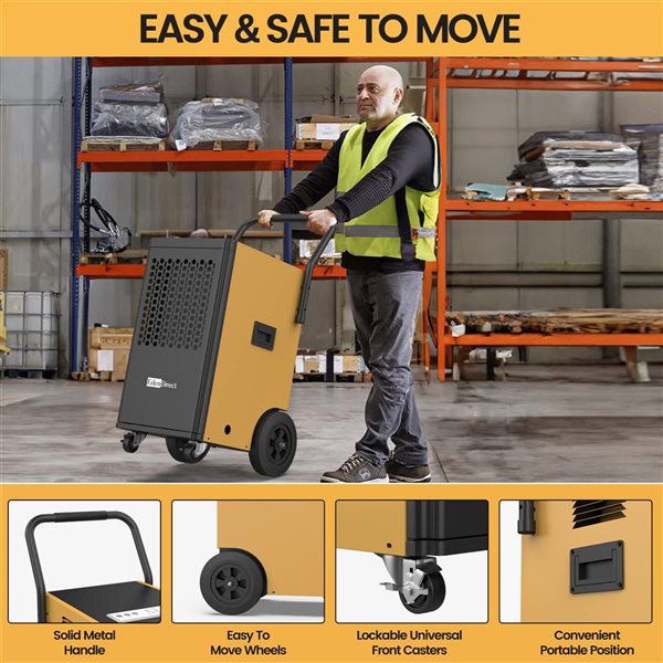 Edendirect 67-L 5000-ft² Bucketless Commercial Dehumidifier w/ Drain Hose and Pump for Basement - Brass/Black