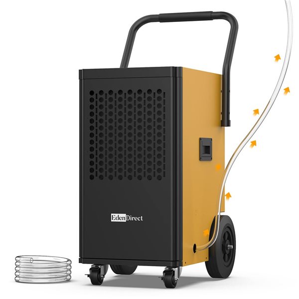 Edendirect 67-L 5000-ft² Bucketless Commercial Dehumidifier w/ Drain Hose and Pump for Basement - Brass/Black
