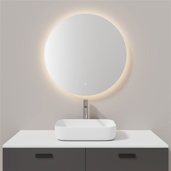 Jade Bath 23-in Round White Touchscreen Wall Back-Lit LED Mirror