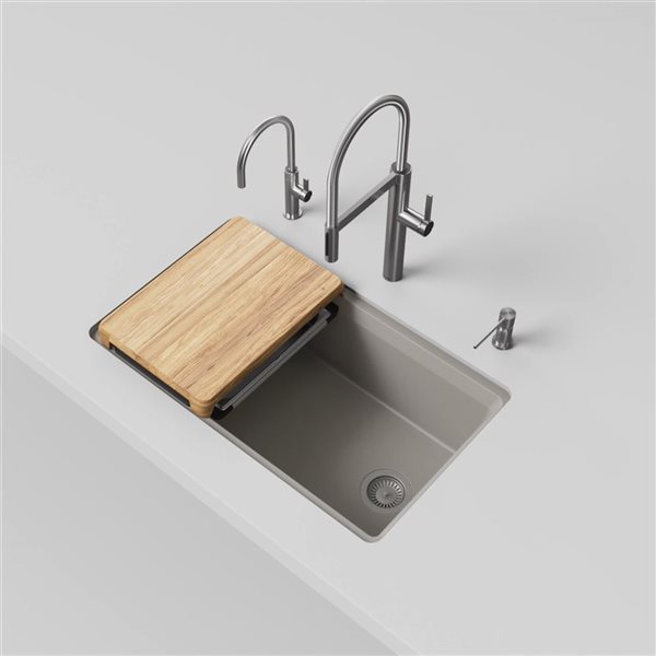 BLANCO Inteos Silgranit 33-in Single Bowl Reversible Undermount Workstation Kitchen Sink - Truffle