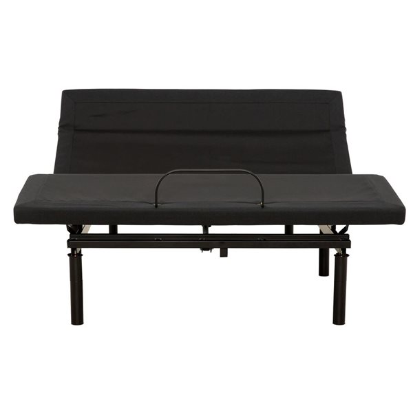 Primo International Sora Black Linen-Look Fabric Adjustable Bed Base with USB and Wireless Remote - King
