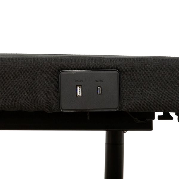 Primo International Sora Black Linen-Look Fabric Adjustable Bed Base with USB and Wireless Remote - King
