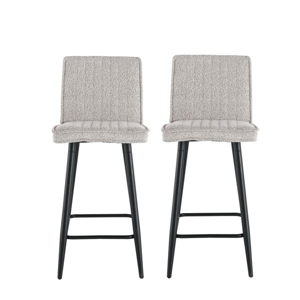 Primo International Noelle Docia Grey Polyester Upholstered Modern Bar Stool - Set of 2
