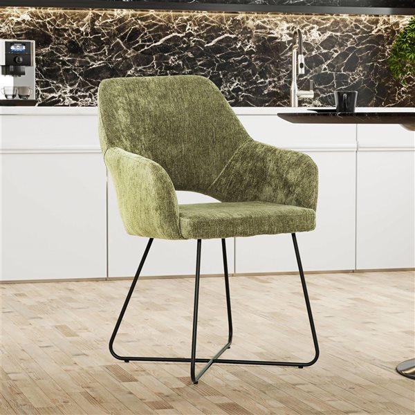 Primo International Giovanni Forest Green Velvet Upholstered Armless Accent Dining Chair