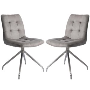 Chaises de salle à manger pivotantes rembourrées et touffetées Nyx de Primo International gris, ensemble de 2