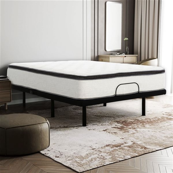 Primo International Altu Black Linen-Look Fabric Adjustable Bed Base with Wireless Remote - Twin XL