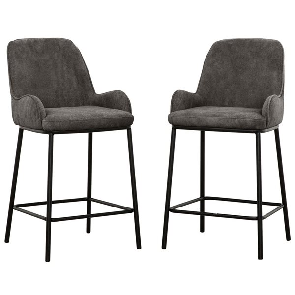 Primo International Aspen Uzzi Grey Polyester Upholstered Modern Counter Chair - Set of 2