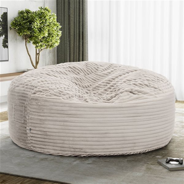 Sealy Bala 5-ft dia Taupe Corduroy and Foam Bean Bag