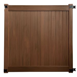 everhome 6 x 6-ft Mangrove Brown Woodgrain Vinyl Unassembled Fence Gate