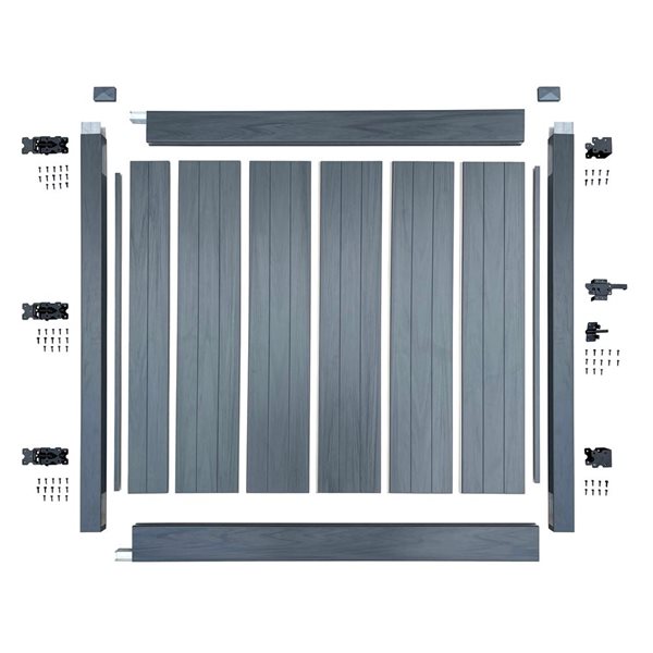 everhome 6 x 6-ft Misty Grey Woodgrain Vinyl Unassembled Fence Gate