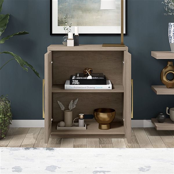 Hailey Home Tillman 28 W x 32 H x 14-in D Antiqued Gray Oak Rectangular Accent Cabinet Sideboard