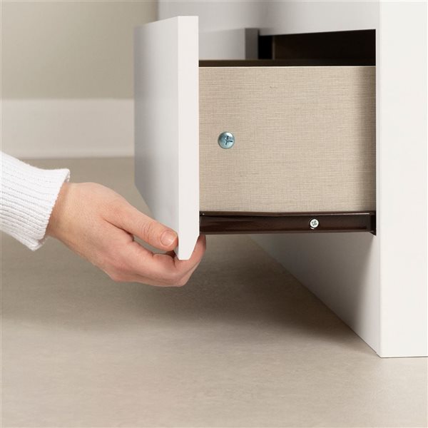 South Shore Furniture Fusion Pure White Full Storage Bed Frame w/ Bookcase Headboard