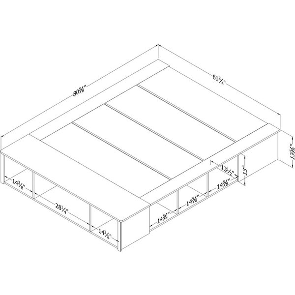 South Shore Furniture Pure White Queen Flexible Storage Platform Bed Frame w/ Baskets