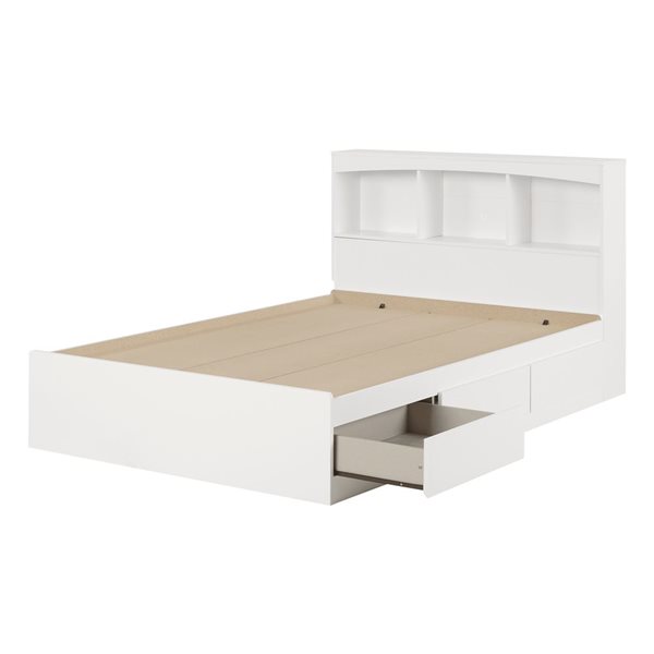 South Shore Furniture Step One Pure White Full Mates Bed Frame w/ Bookcase Headboard