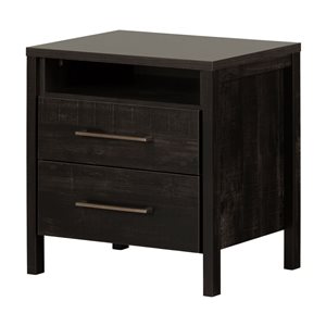 Table de chevet à 2 tiroirs Gravity South Shore Furniture 17 p. x 23 h. x 22 po l. en noir antiqué