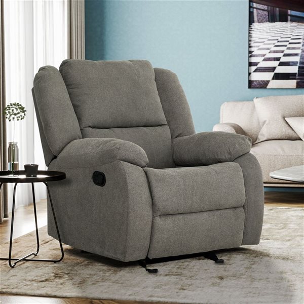 Primo International Amos 36-in W Grey Polyester Upholstered Rocker Recliner Armchair