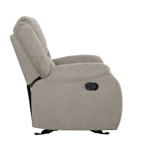 Primo International Amos 36-in W Grey Polyester Upholstered Rocker Recliner Armchair
