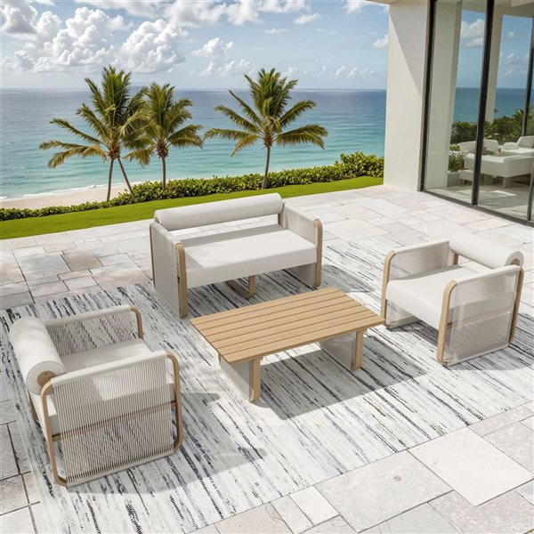 Sirio Astoria 4-Pcs Conversation Set w/ Aluminum Frame - Beige