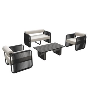 Sirio Astoria 4-Pcs Conversation Set w/ Sunbrella Cushions - Black