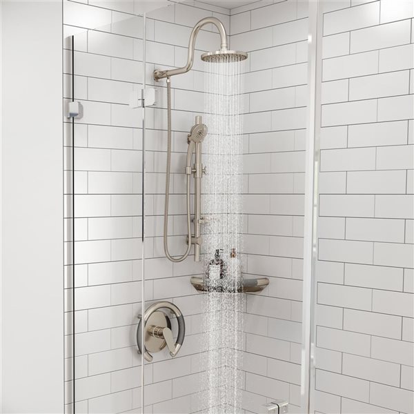 PULSE ShowerSpas Brushed Stainless Steel Wall-Mount Ergonomic Corner Grab Shower Bar