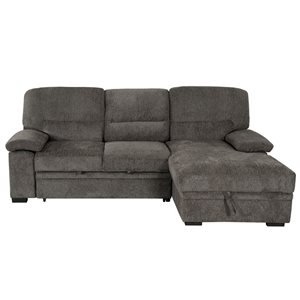 Primo International Danilo 102-in Charcoal Polyester Right-Facing Sleeper Sectional Sofa Bed
