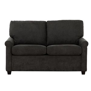 Primo International Kensington 54-in Dark Grey Polyester Convertible Twin Sofa Bed w/ USB Ports