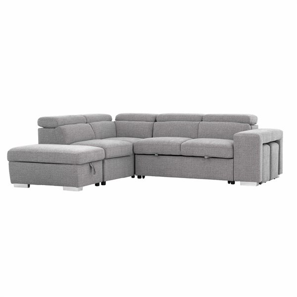 Primo International Pamina 105-in Grey Polyester Right-Facing Sleeper Sectional Sofa Bed