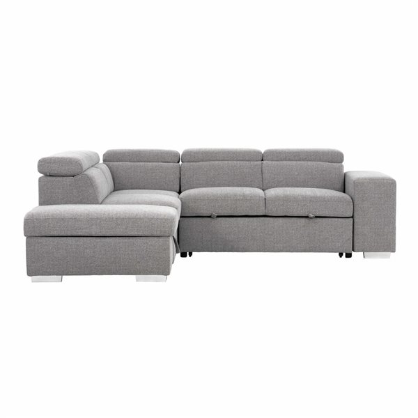 Primo International Pamina 105-in Grey Polyester Right-Facing Sleeper Sectional Sofa Bed