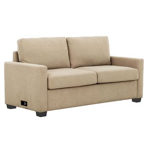 Primo International Reign 73-in Beige Polyester Full Sofa Bed w/ USB Ports