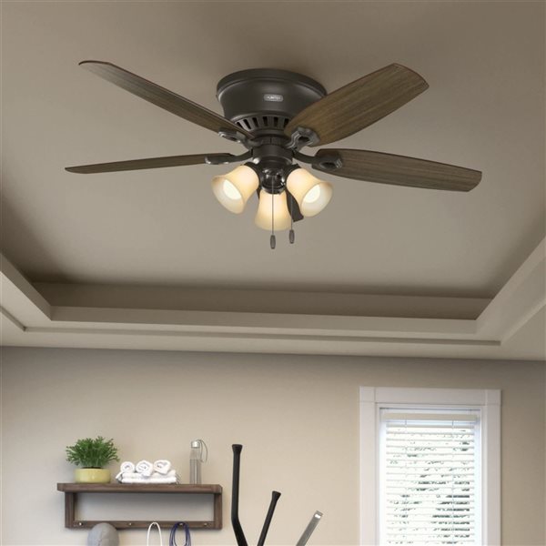 Hunter 52-in Builder Plus Low Profile Ceiling Fan - Brushed New Bronze