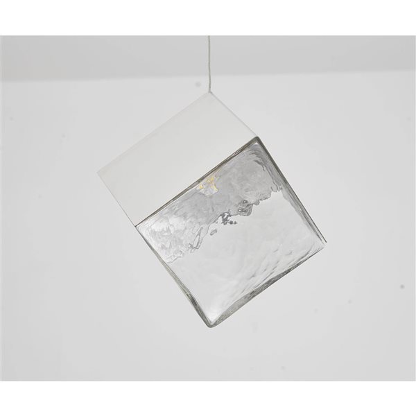 Bethel International 1-Light Chrome Transitional Cubed Pendant Light w/ Clear Distorted Glass Shade
