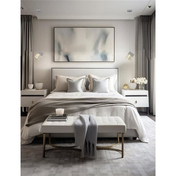 Bethel International 1-Light Chrome Transitional Cubed Pendant Light w/ Clear Distorted Glass Shade