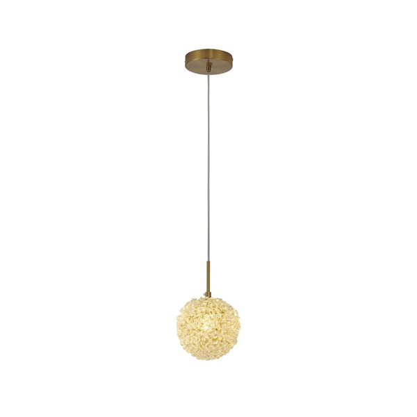 Bethel International 1-Light Brass Transitional Steel Single Pendant Light w/ Clear Crystals